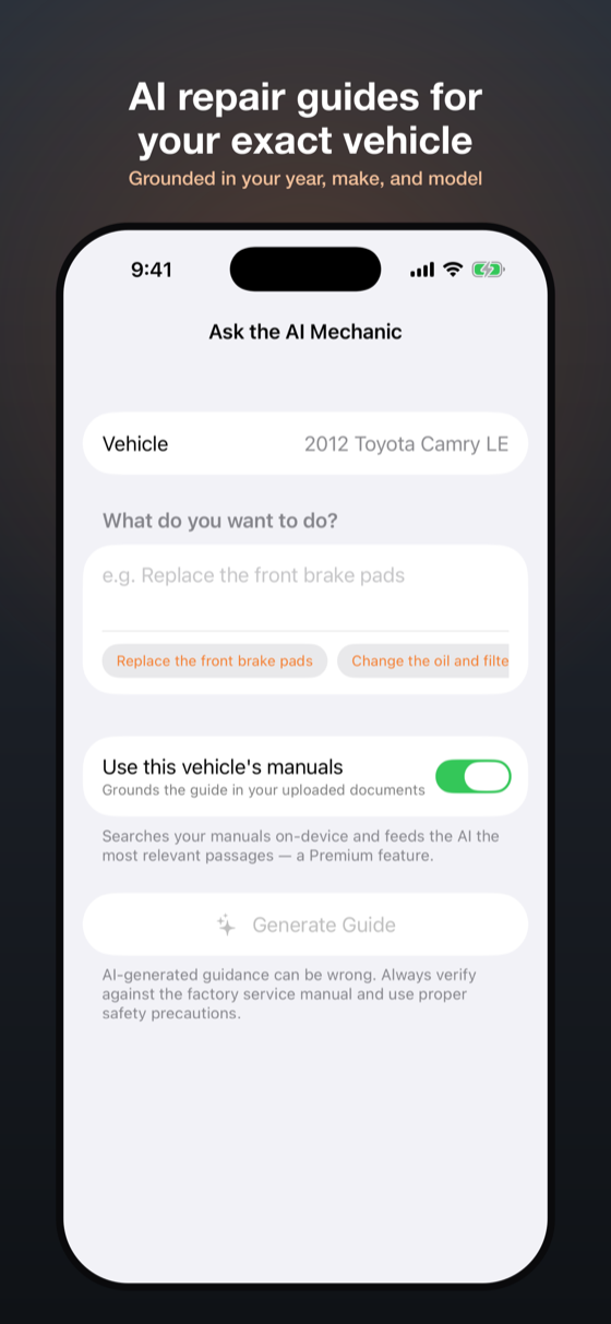 AI repair guides for your exact vehicle