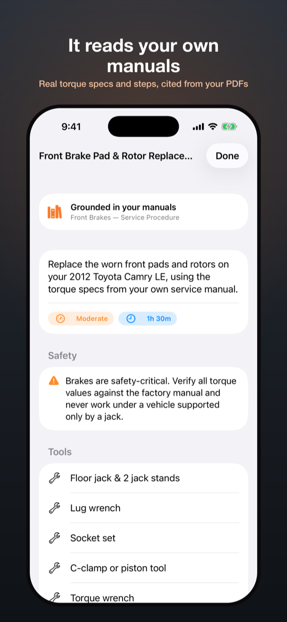 Guides grounded in your own manuals