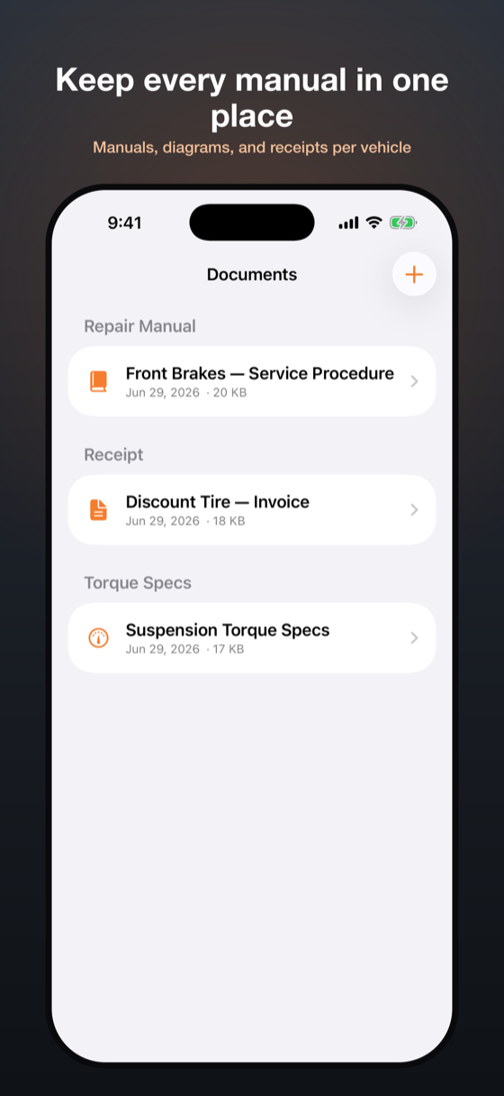 Keep every manual, diagram, and receipt